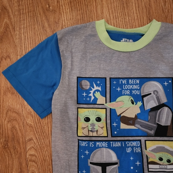 Star Wars Mandalorian blue and gray short sleeve pajama set Size L - Picture 3 of 12